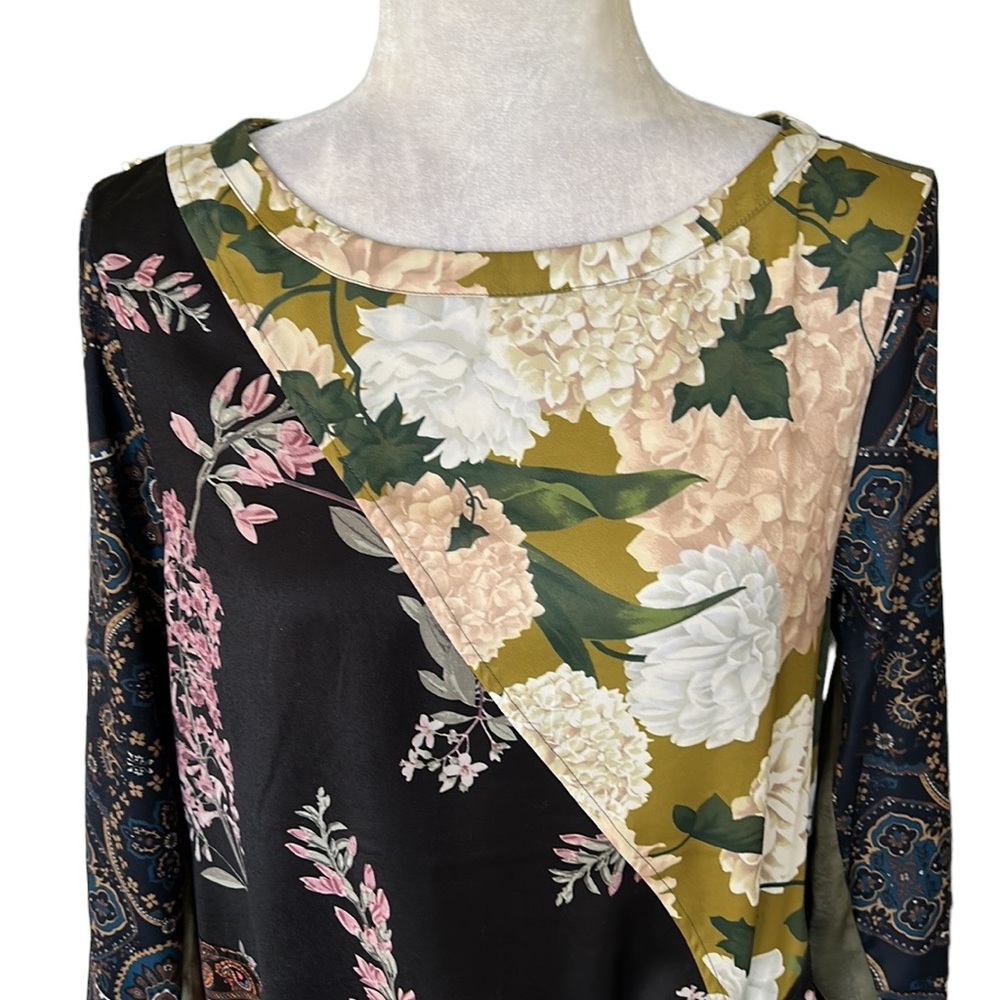 Anthropologie Tiny Patchwork Blooms Tie Waist Blo… - image 7